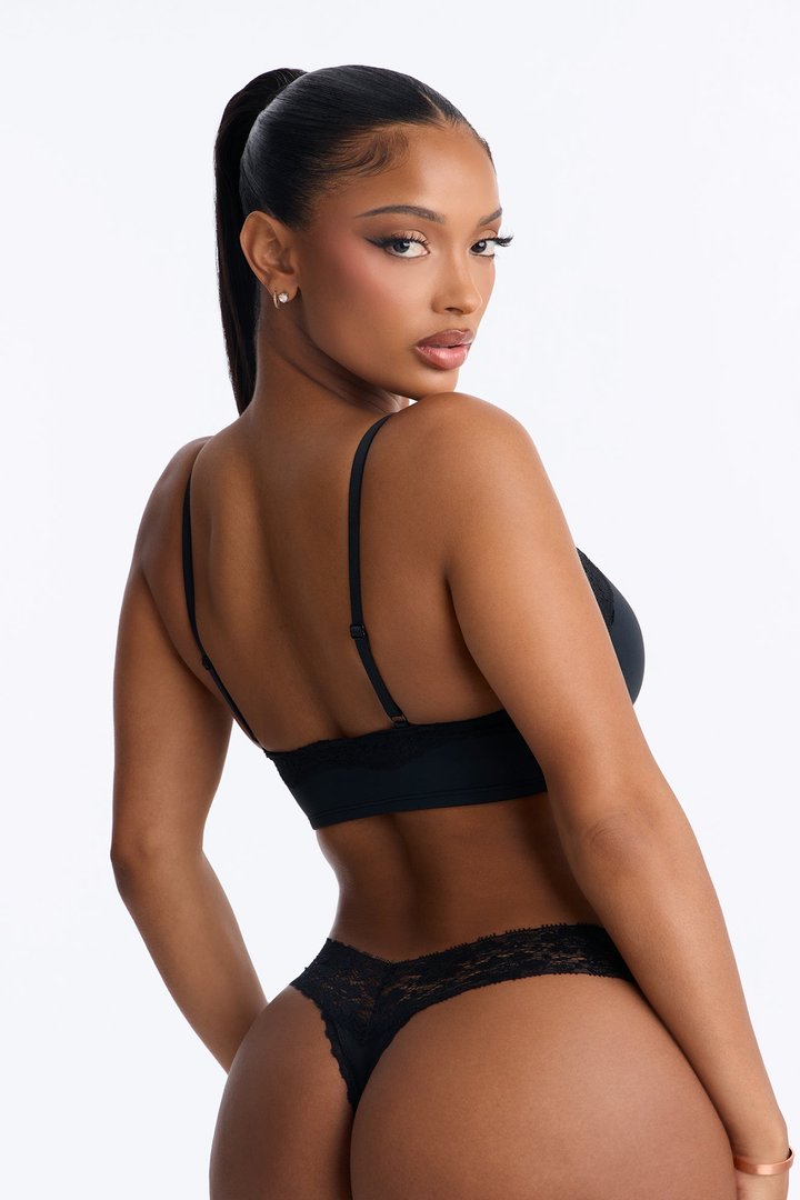 Second Skin Lightweight Microfiber Triangle Bralette - Black