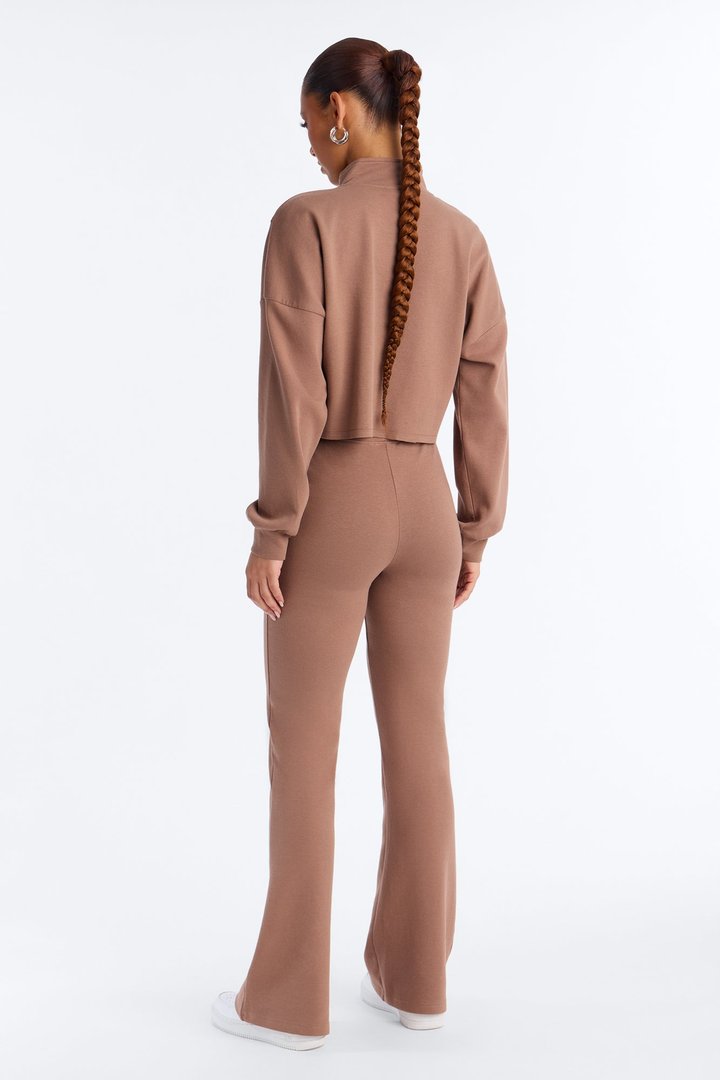 Ready To Move Quarter Zip Pant Set - Mocha