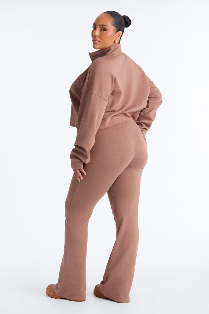 Ready To Move Quarter Zip Pant Set - Mocha
