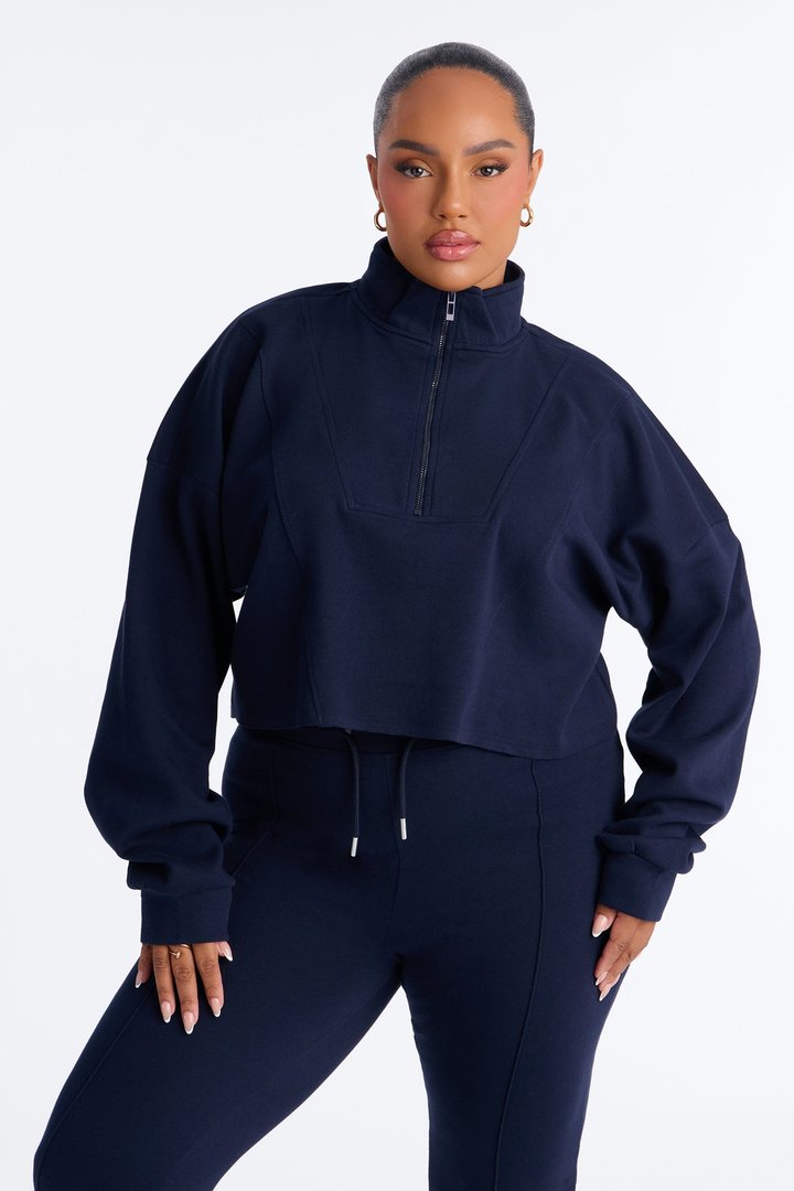 Ready To Move Quarter Zip Pant Set - Navy