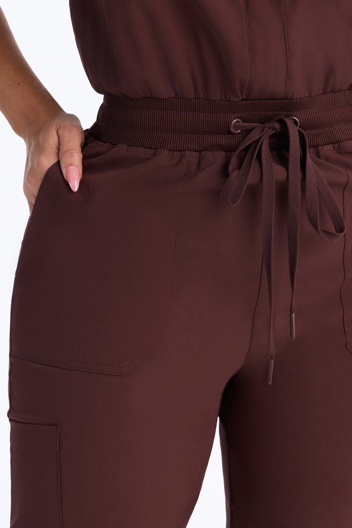 Full Shift Stretch Jogger Scrub Uniform Jumpsuit - Espresso