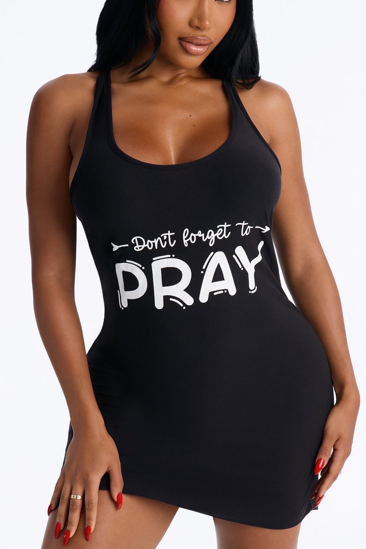 Always Pray Racerback PJ Sleep Dress - Black