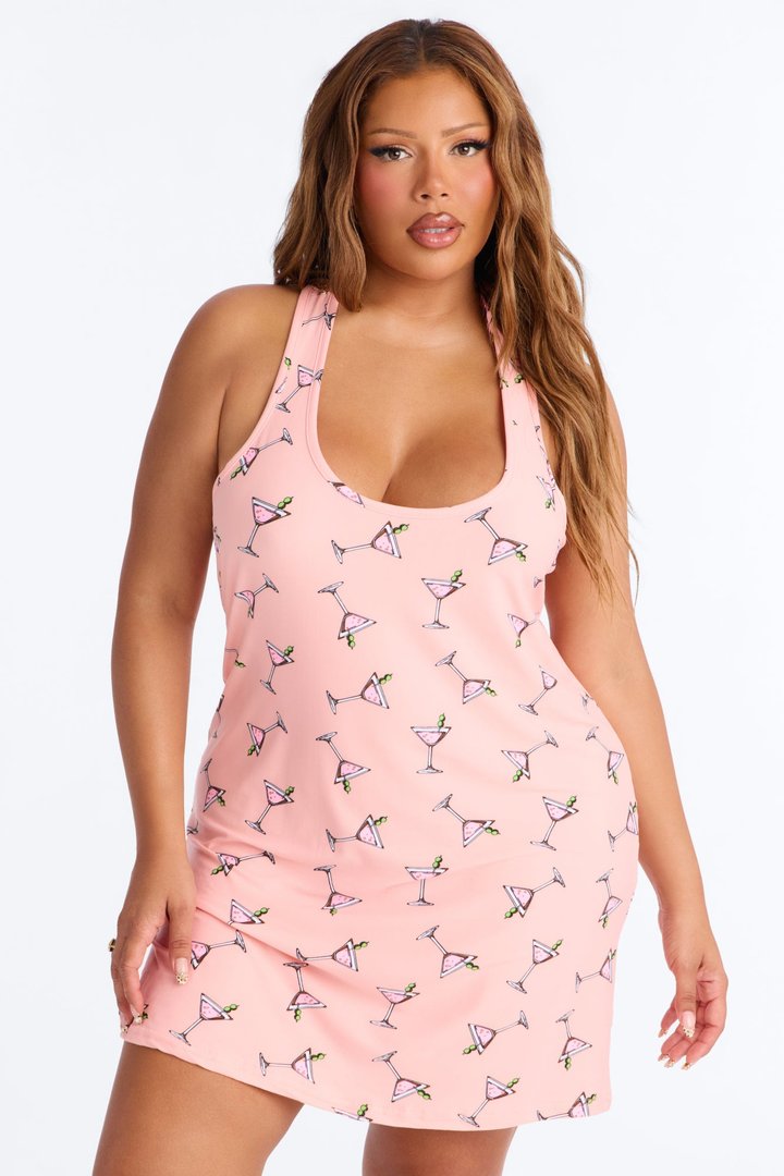 Have A Drink PJ Sleep Dress - Coral