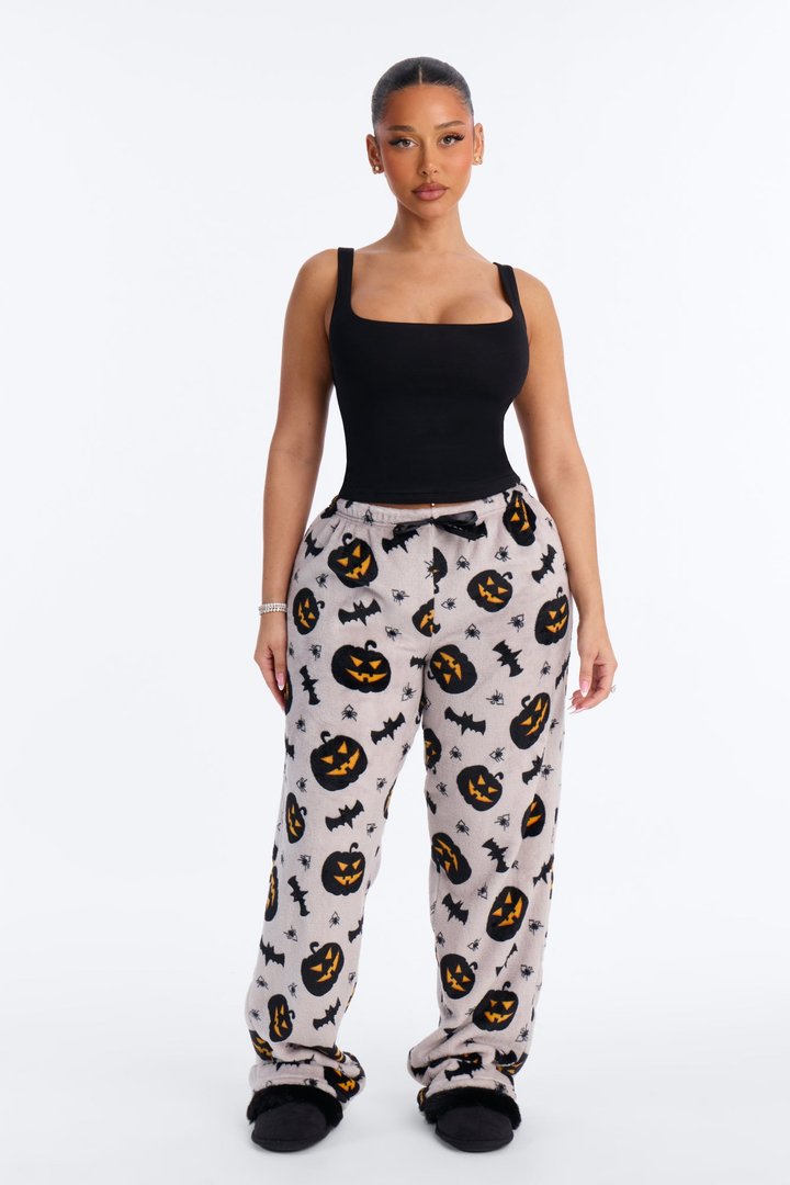 Spooky Vibes Plush Halloween PJ Pants - Grey/combo