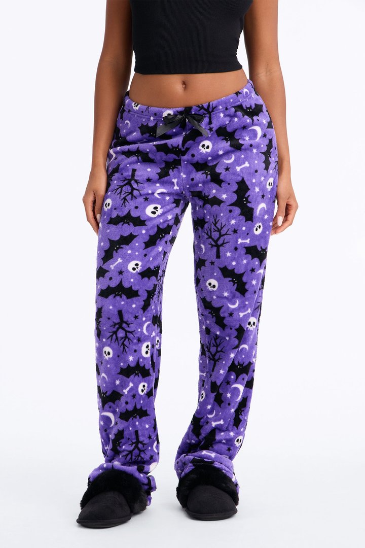 Midnight Creep Plush Halloween PJ Pants - Purple/combo