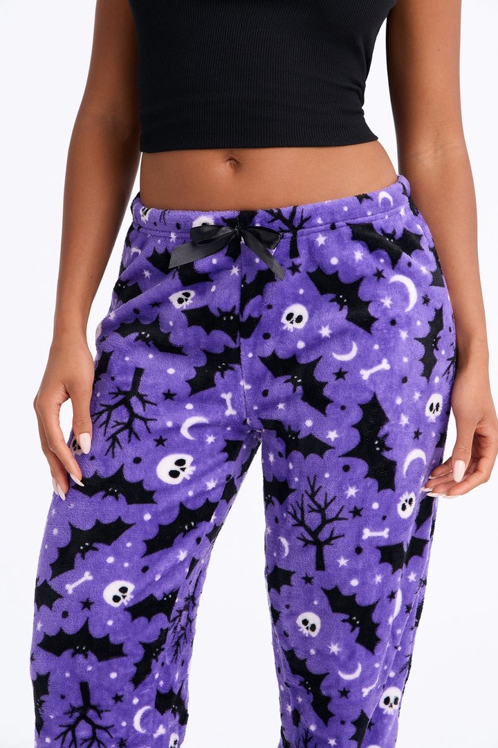 Midnight Creep Plush Halloween PJ Pants - Purple/combo