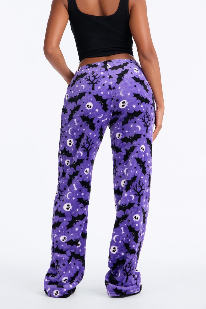 Midnight Creep Plush Halloween PJ Pants - Purple/combo
