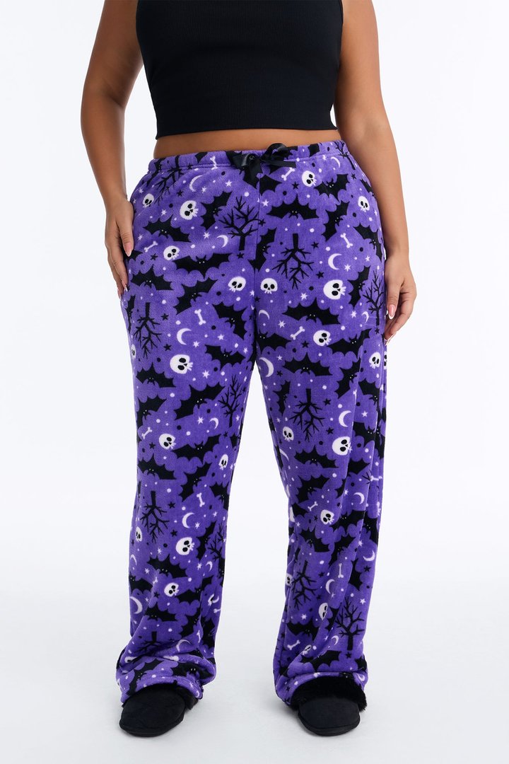 Midnight Creep Plush Halloween PJ Pants - Purple/combo