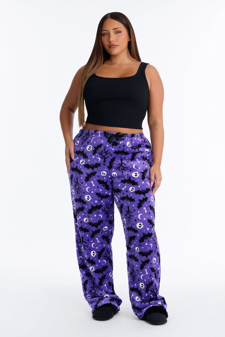 Midnight Creep Plush Halloween PJ Pants - Purple/combo
