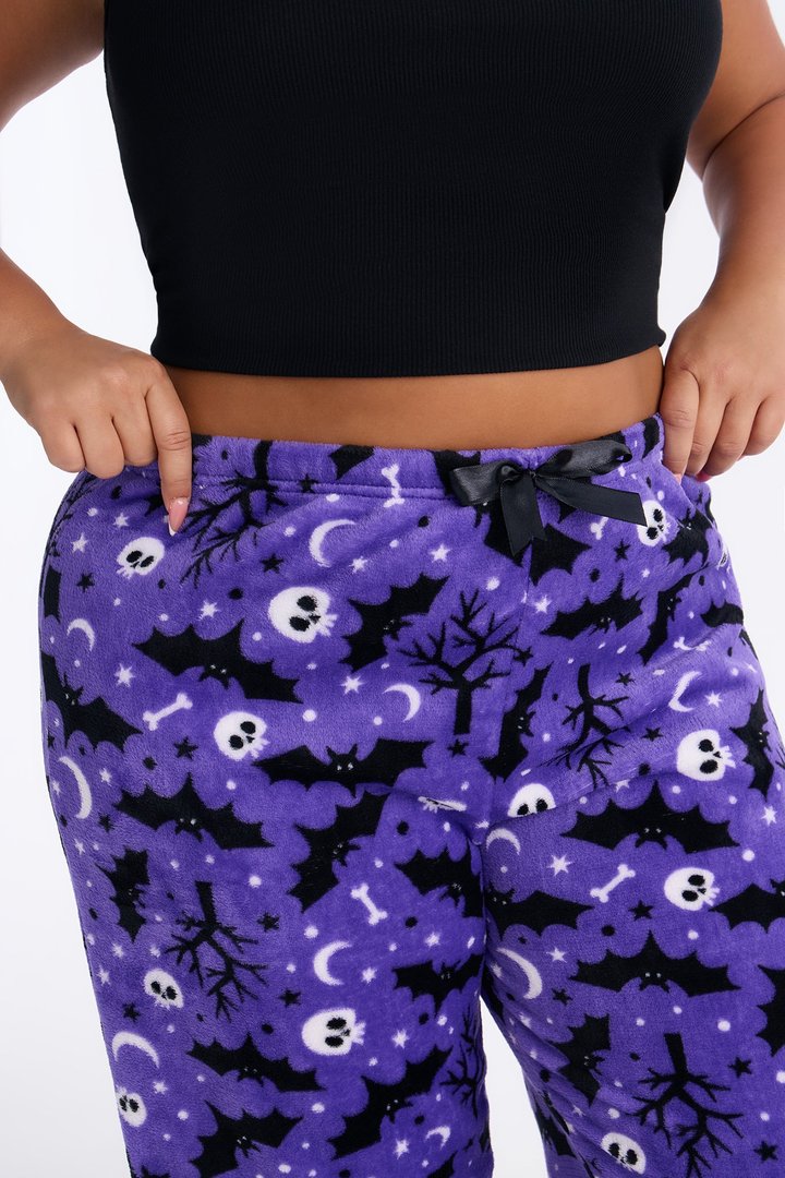 Midnight Creep Plush Halloween PJ Pants - Purple/combo