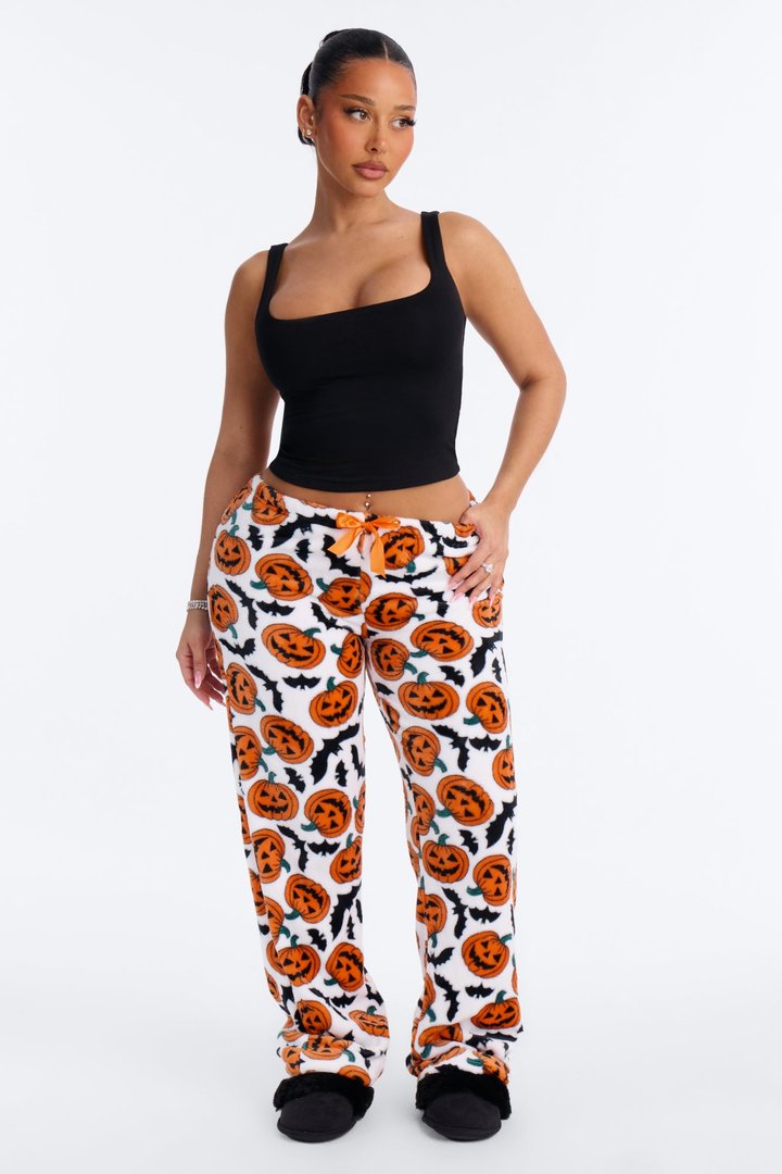 Spooky Scare Plush Halloween PJ Pants - White/combo