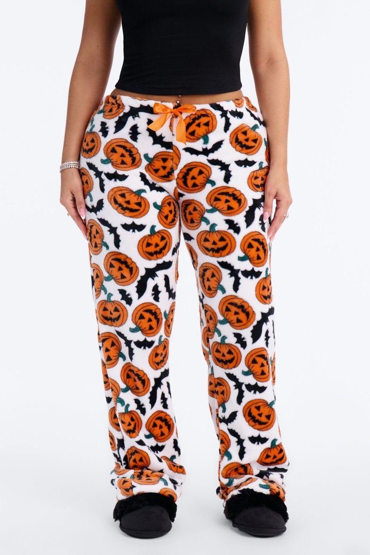 Spooky Scare Plush Halloween PJ Pants - White/combo