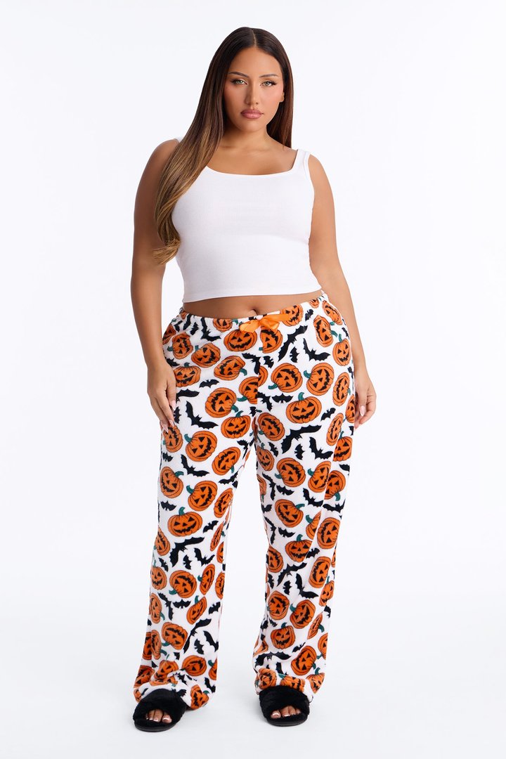Spooky Scare Plush Halloween PJ Pants - White/combo