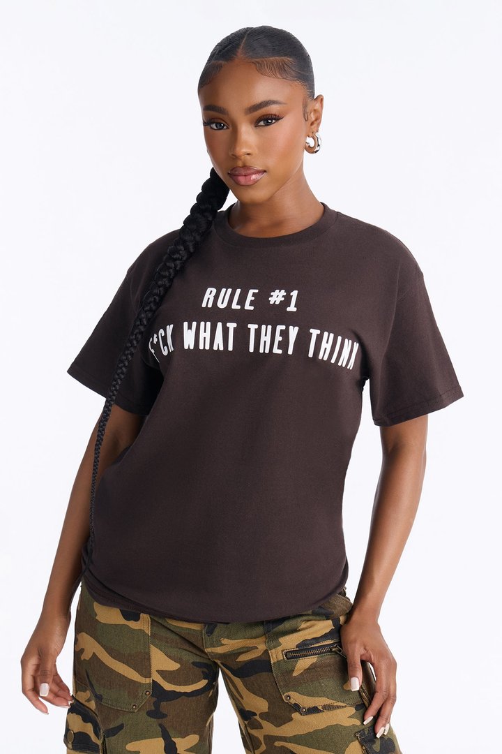 Fck What They Think Graphic Tee - Chocolate