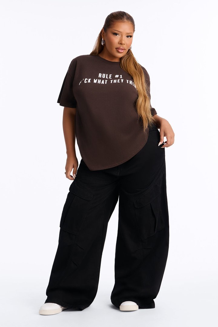 Fck What They Think Graphic Tee - Chocolate