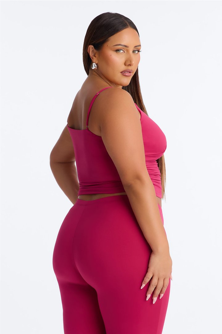 Second Skin Bra Pad V Neck Cami - Raspberry