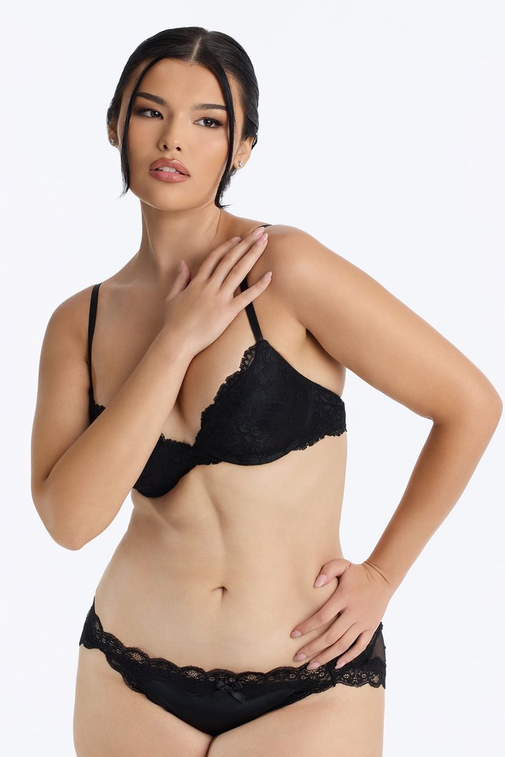 Sienna Mesh Lace Bikini Panty - Black