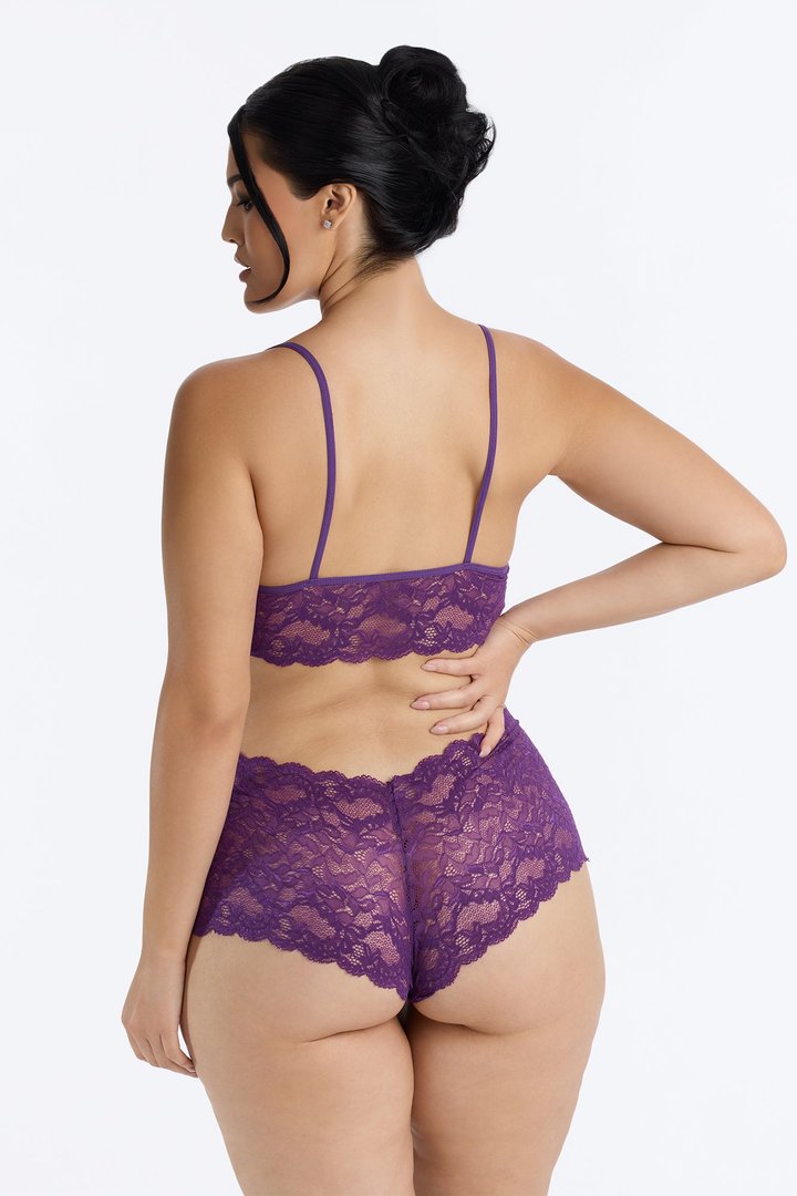 Sultry Moments Lace 2 Piece Set - Eggplant