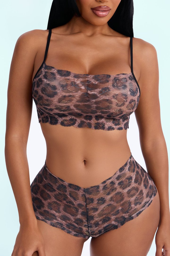 Sultry Moments Lace 2 Piece Set - Leopard