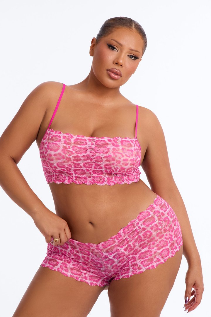 Sultry Moments Lace 2 Piece Set - Pink/Pink