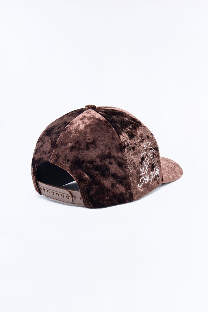 Mini City Of LA Velvet Structured Snapback Hat - Brown