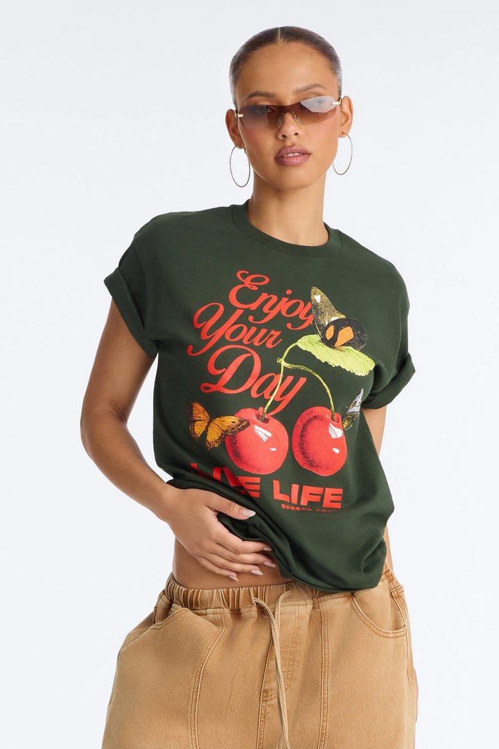 Enjoy Your Day Graphic Tee - Hunter