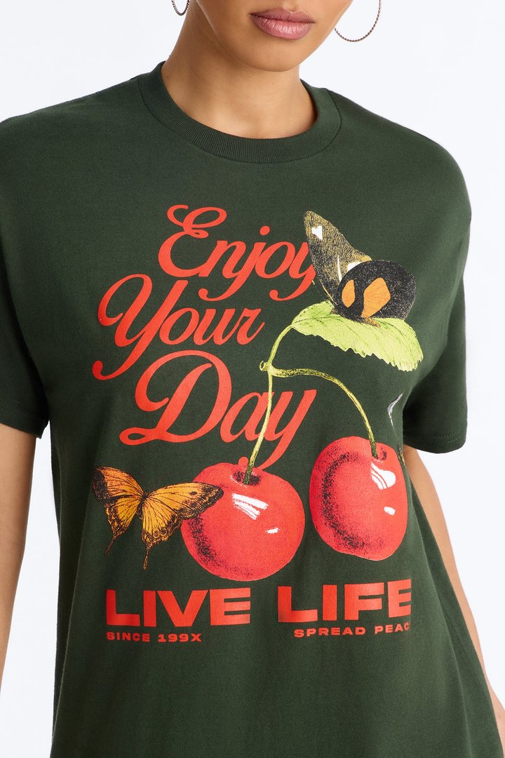 Enjoy Your Day Graphic Tee - Hunter