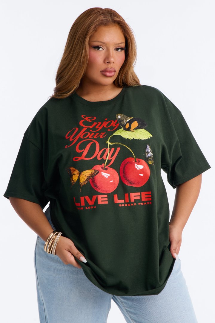 Enjoy Your Day Graphic Tee - Hunter
