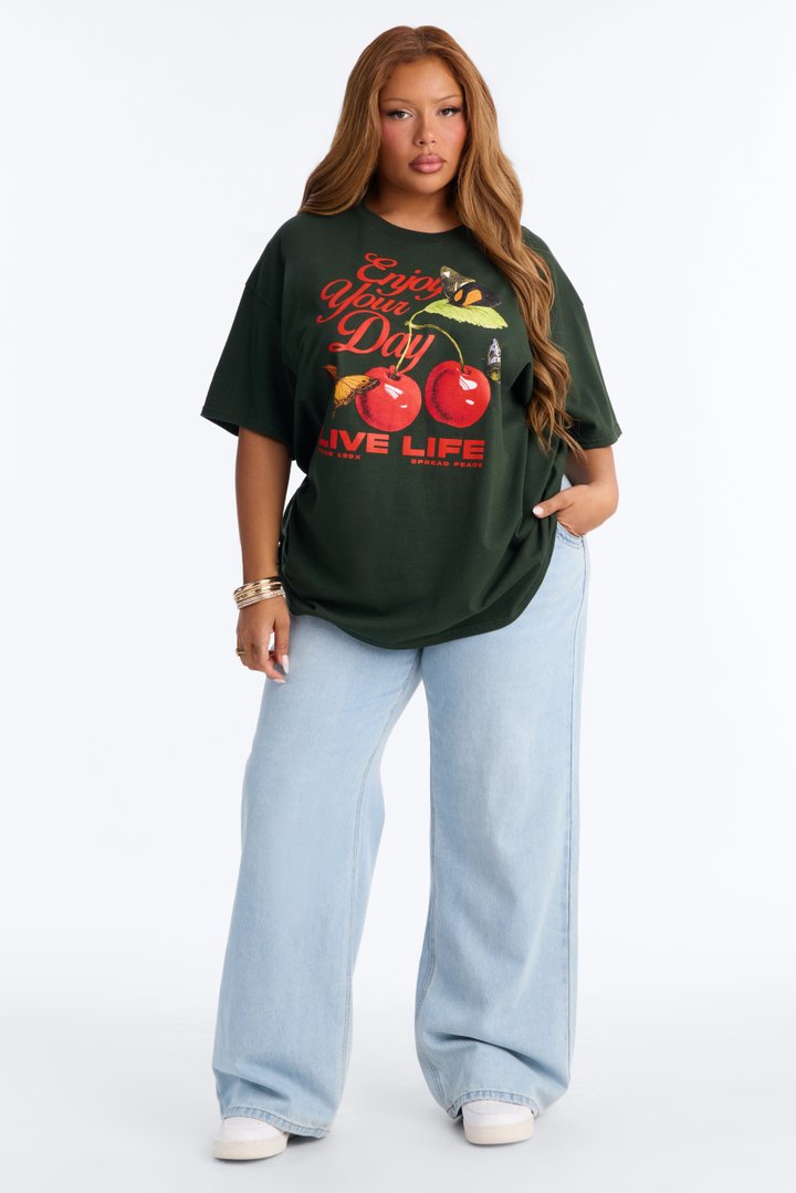 Enjoy Your Day Graphic Tee - Hunter
