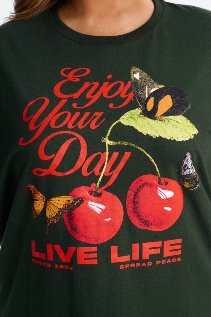 Enjoy Your Day Graphic Tee - Hunter