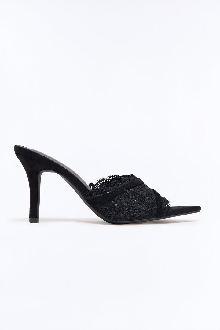 Miri Lace Stiletto Pumps - Black