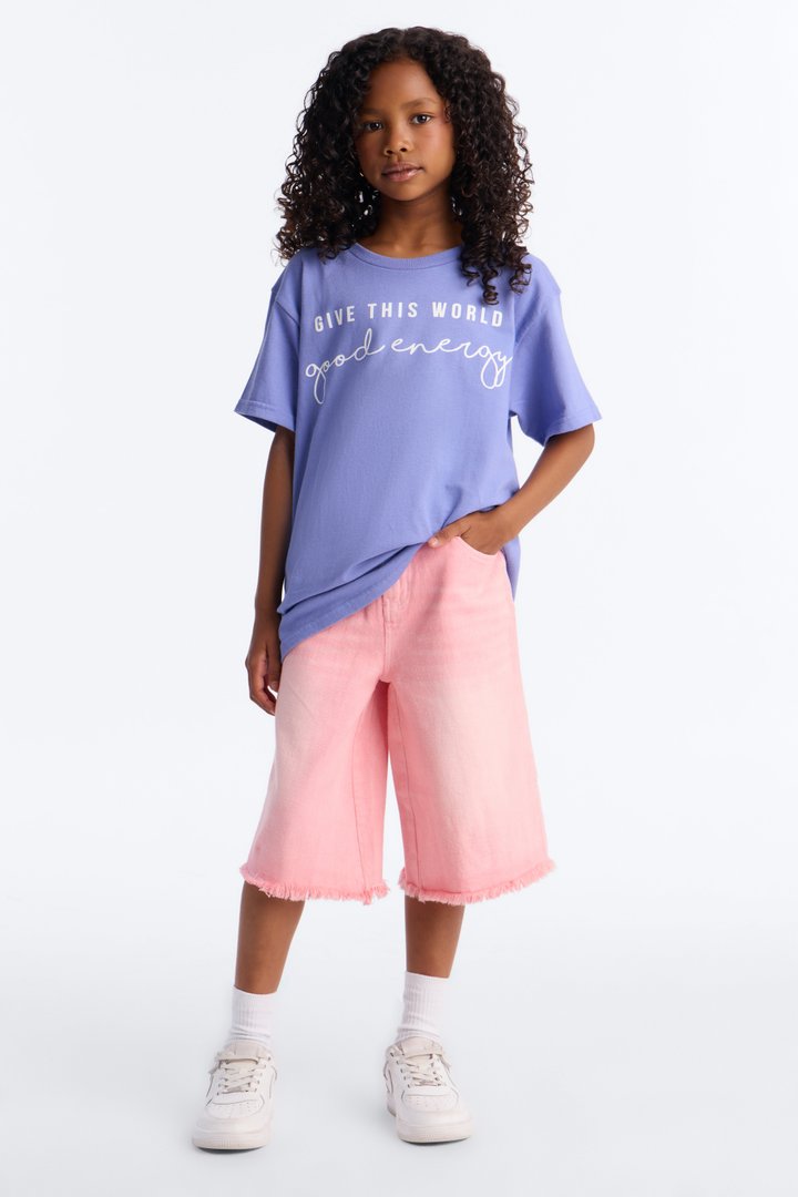 Mini Give This World Good Energy Short Sleeve Tee - Lavender