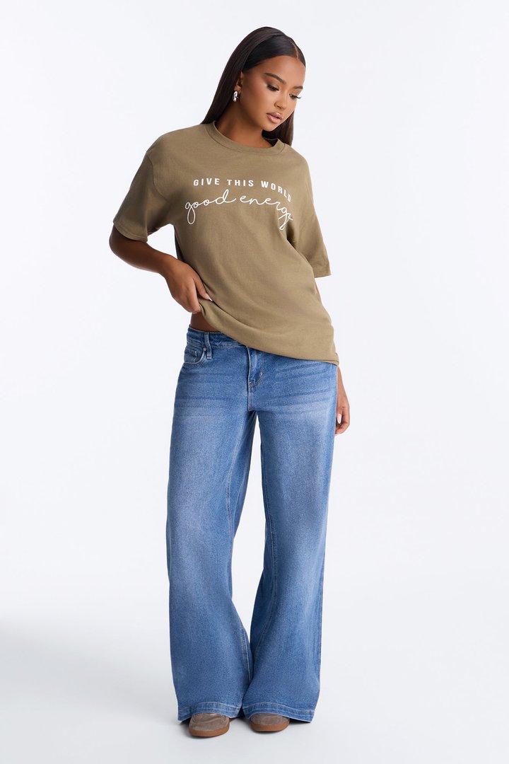 Give This World Good Energy Short Sleeve Tee - Olive