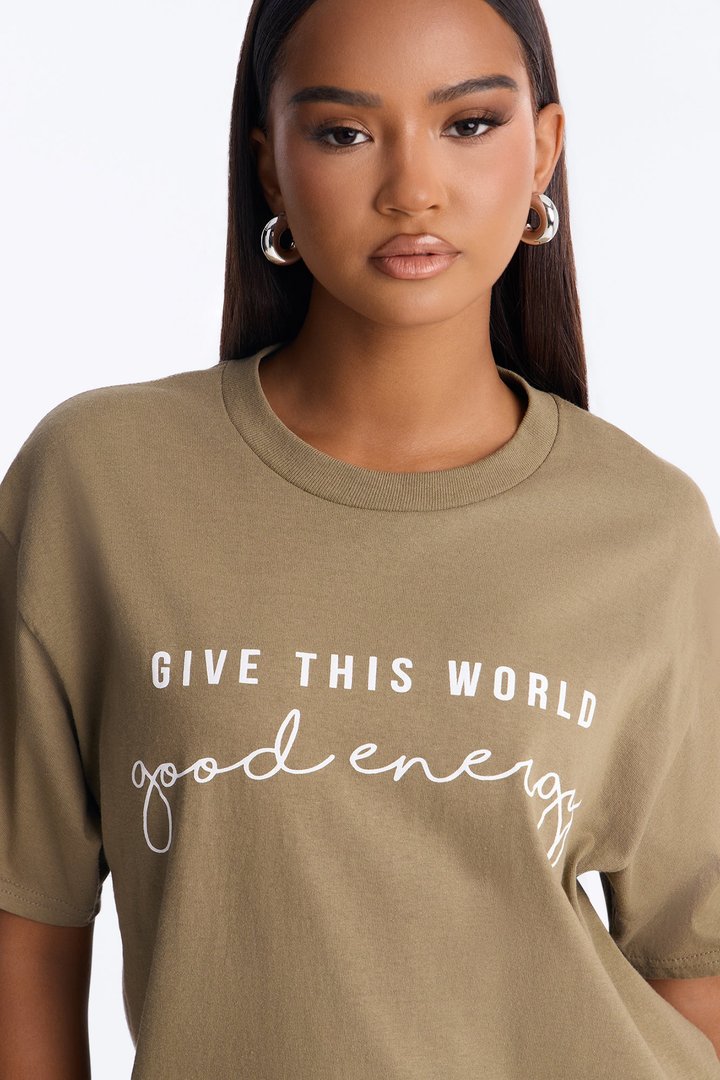 Give This World Good Energy Short Sleeve Tee - Olive