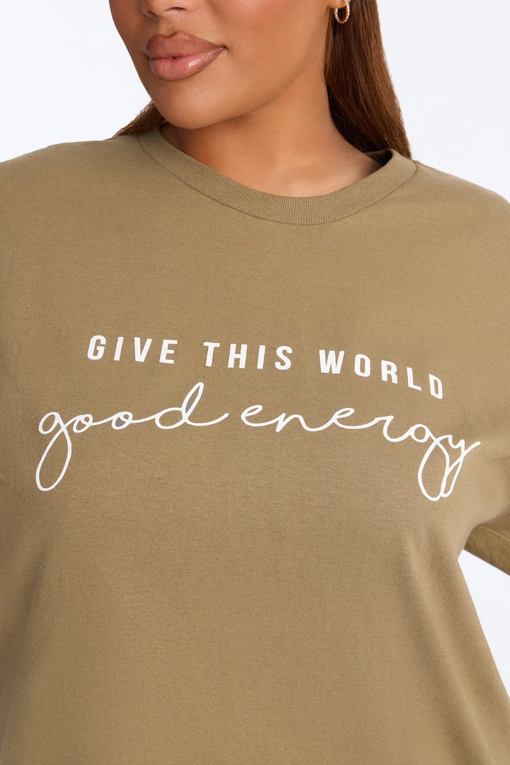 Give This World Good Energy Short Sleeve Tee - Olive
