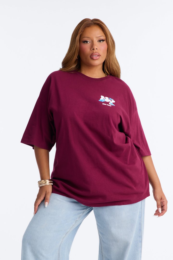 New York Butterfly Graphic Tshirt - Brick Red