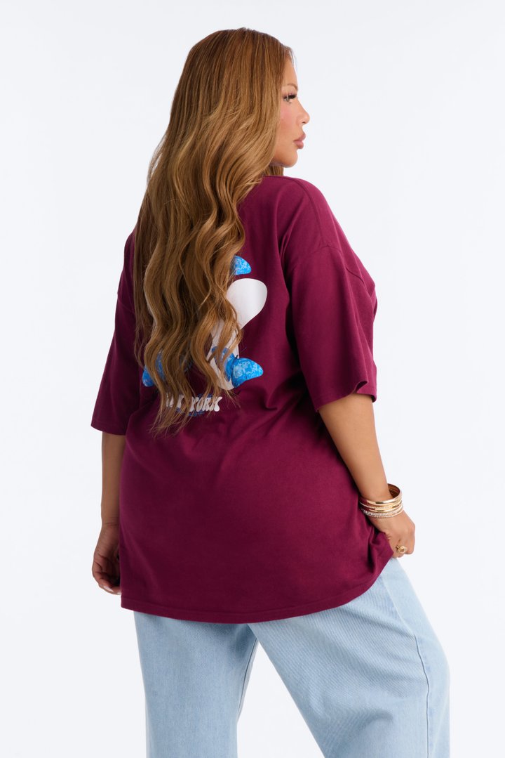 New York Butterfly Graphic Tshirt - Brick Red