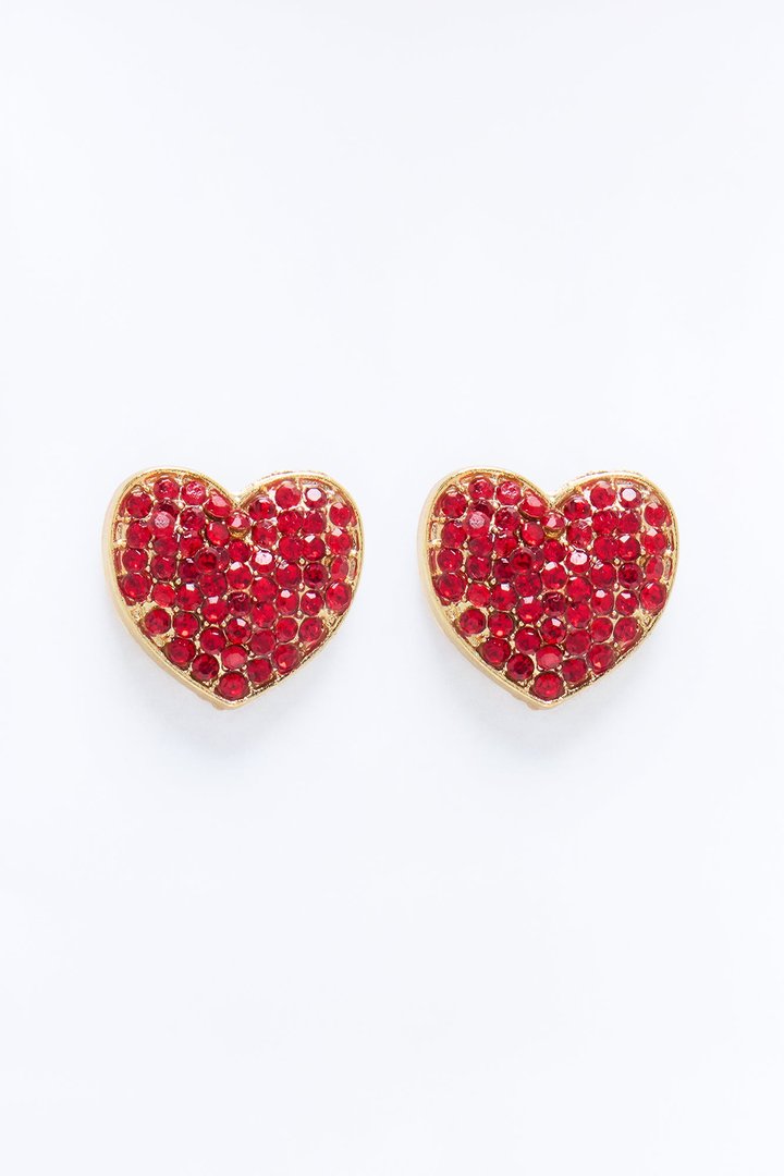 My Tiny Little Heart Earrings - Gold/Red