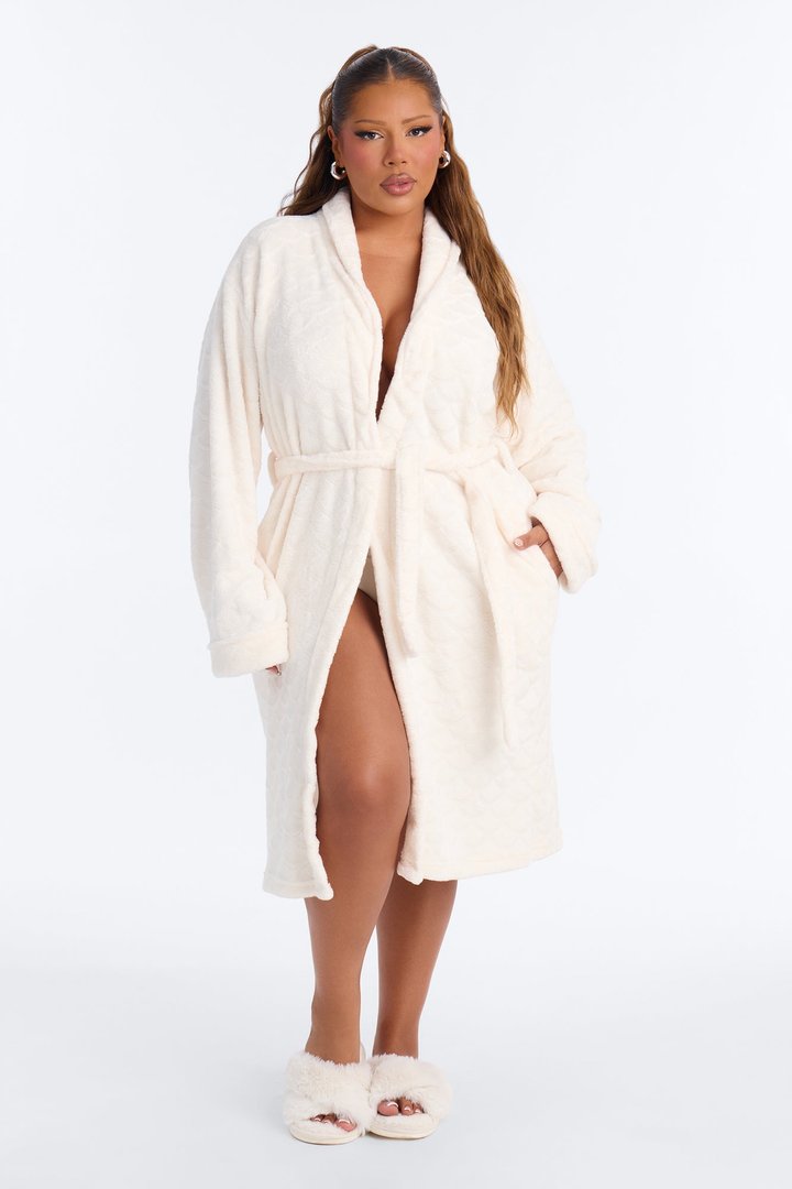 Night And Day Plush PJ Robe - Cream