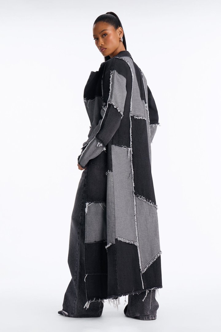 Don't Talk Loud Denim Coat - Black/combo