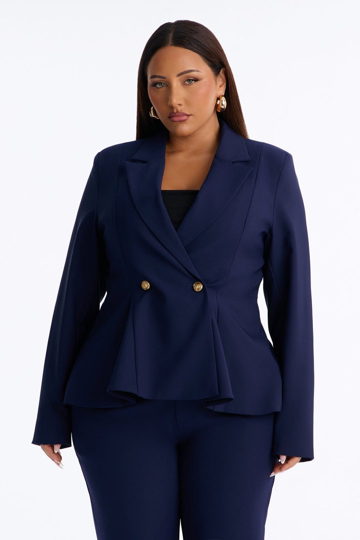 Mielle Peplum Blazer - Navy