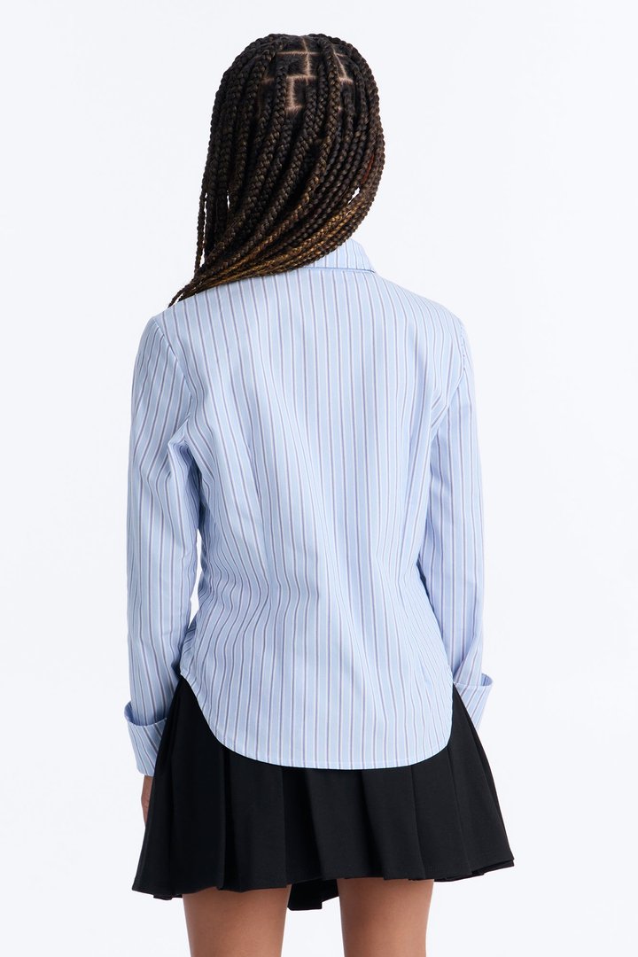 Mini Airee Striped 2 Piece Shirt And Tie - Blue/combo
