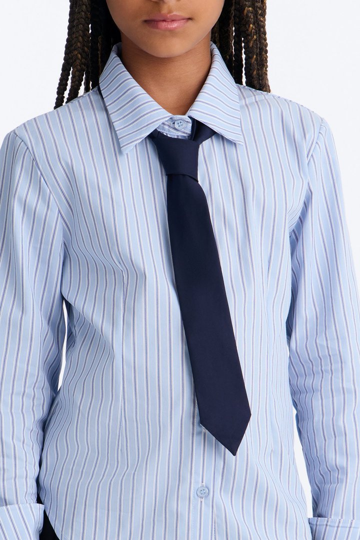 Mini Airee Striped 2 Piece Shirt And Tie - Blue/combo