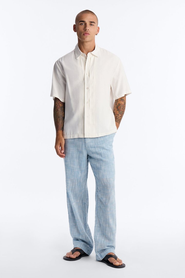 Slub Texture Relaxed Pant - Blue