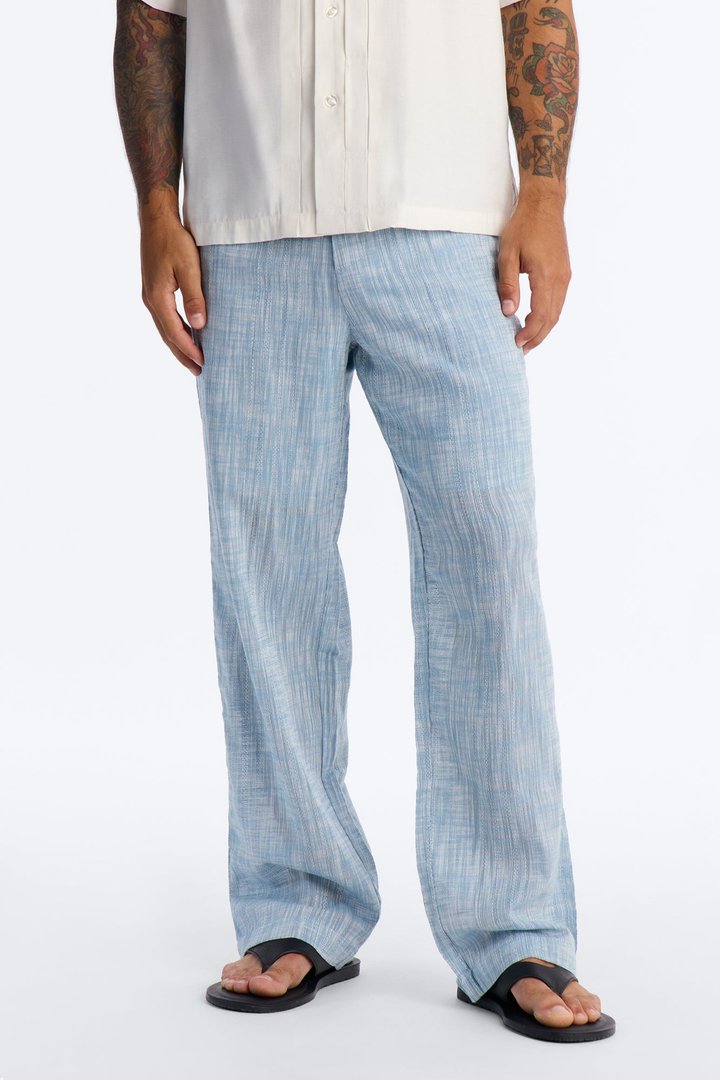 Slub Texture Relaxed Pant - Blue