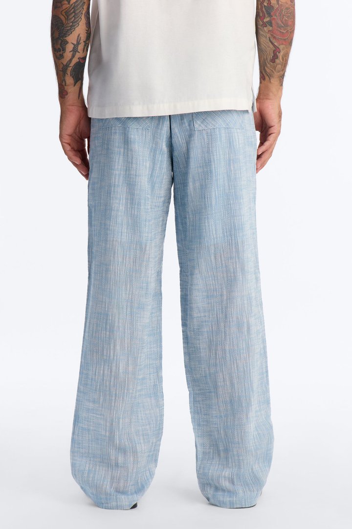Slub Texture Relaxed Pant - Blue