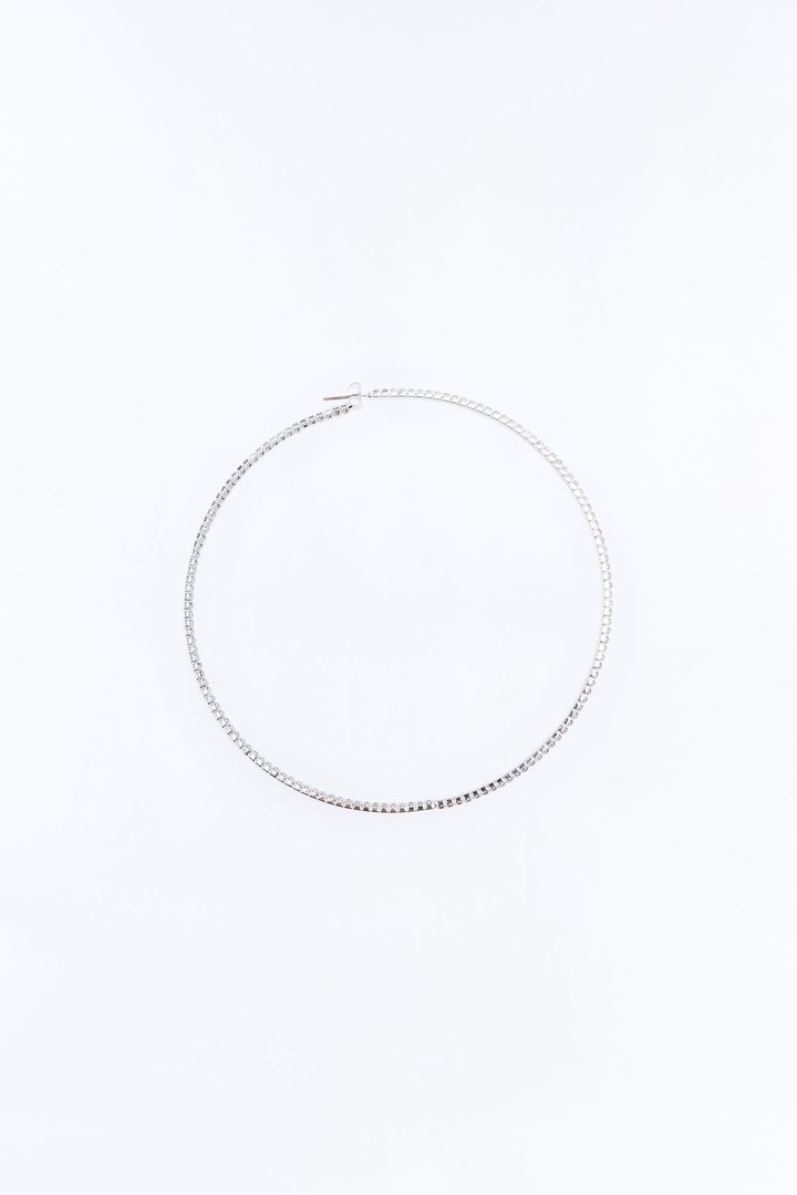 Party On Rhinestone Hoop Earrings - Silver