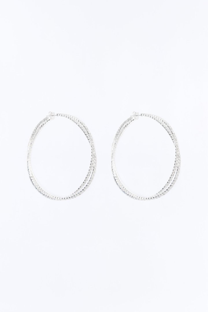Pretty Sparkle Hoop Earrings - Silver