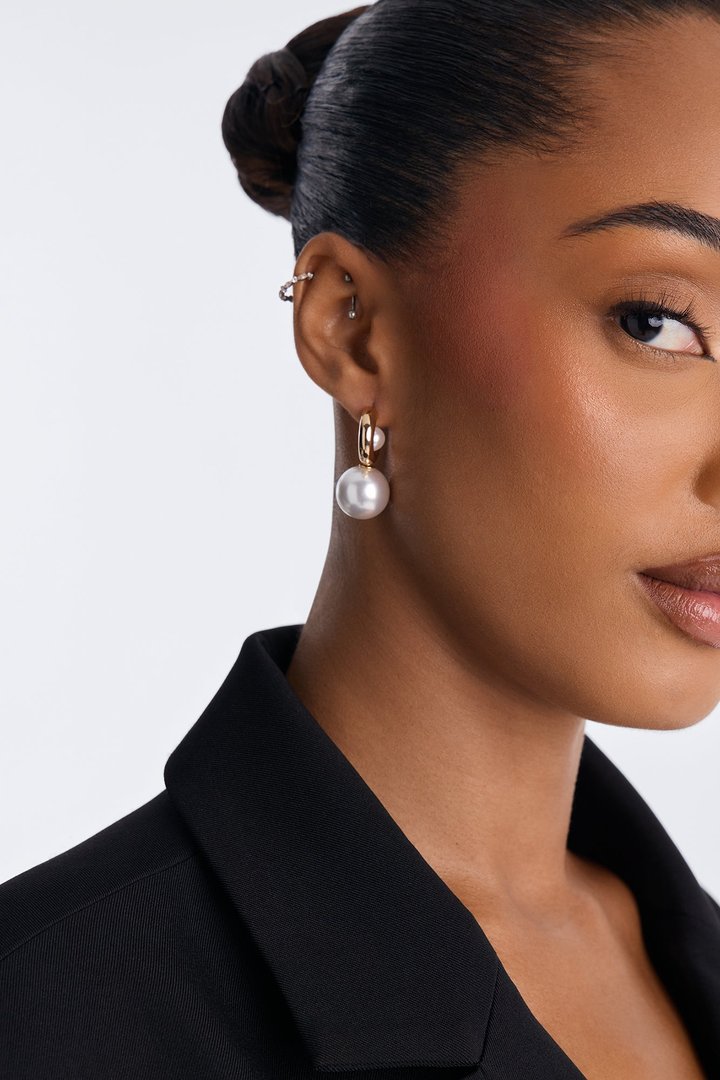 Pearly Girly Hoop Earrings - Gold
