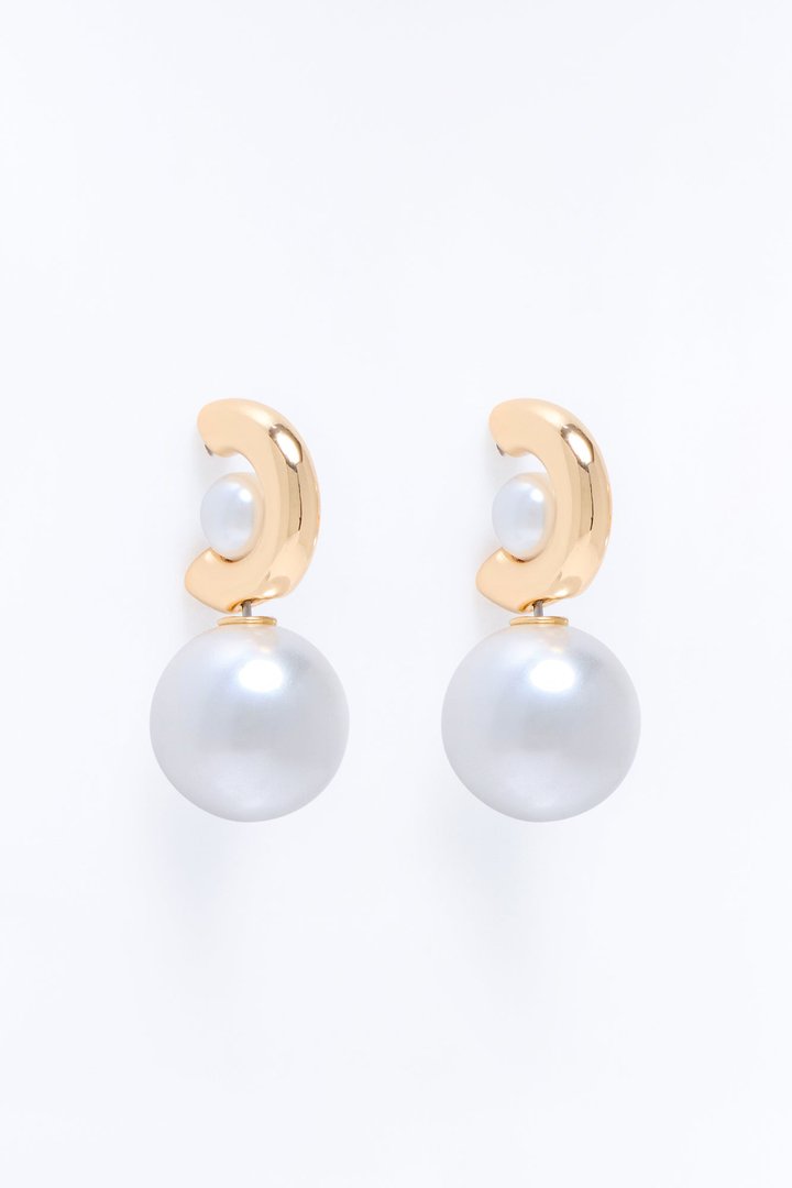 Pearly Girly Hoop Earrings - Gold